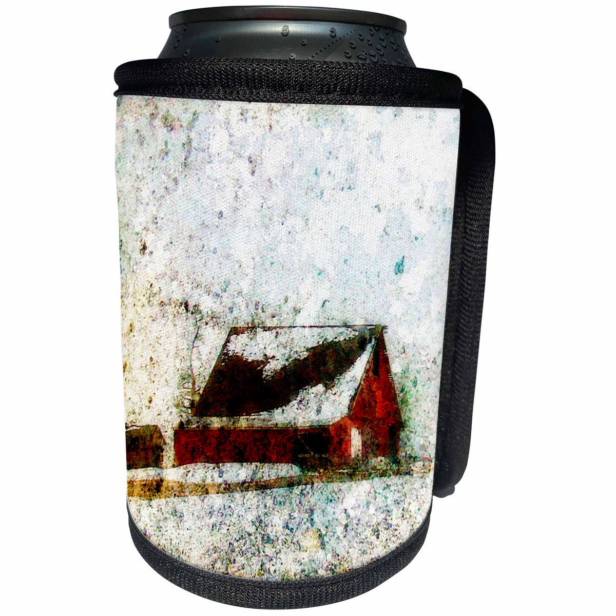 3dRose Cassie Peters Barns - Winter Barn Grunge - Can Cooler Bottle Wrap (cc_291743)