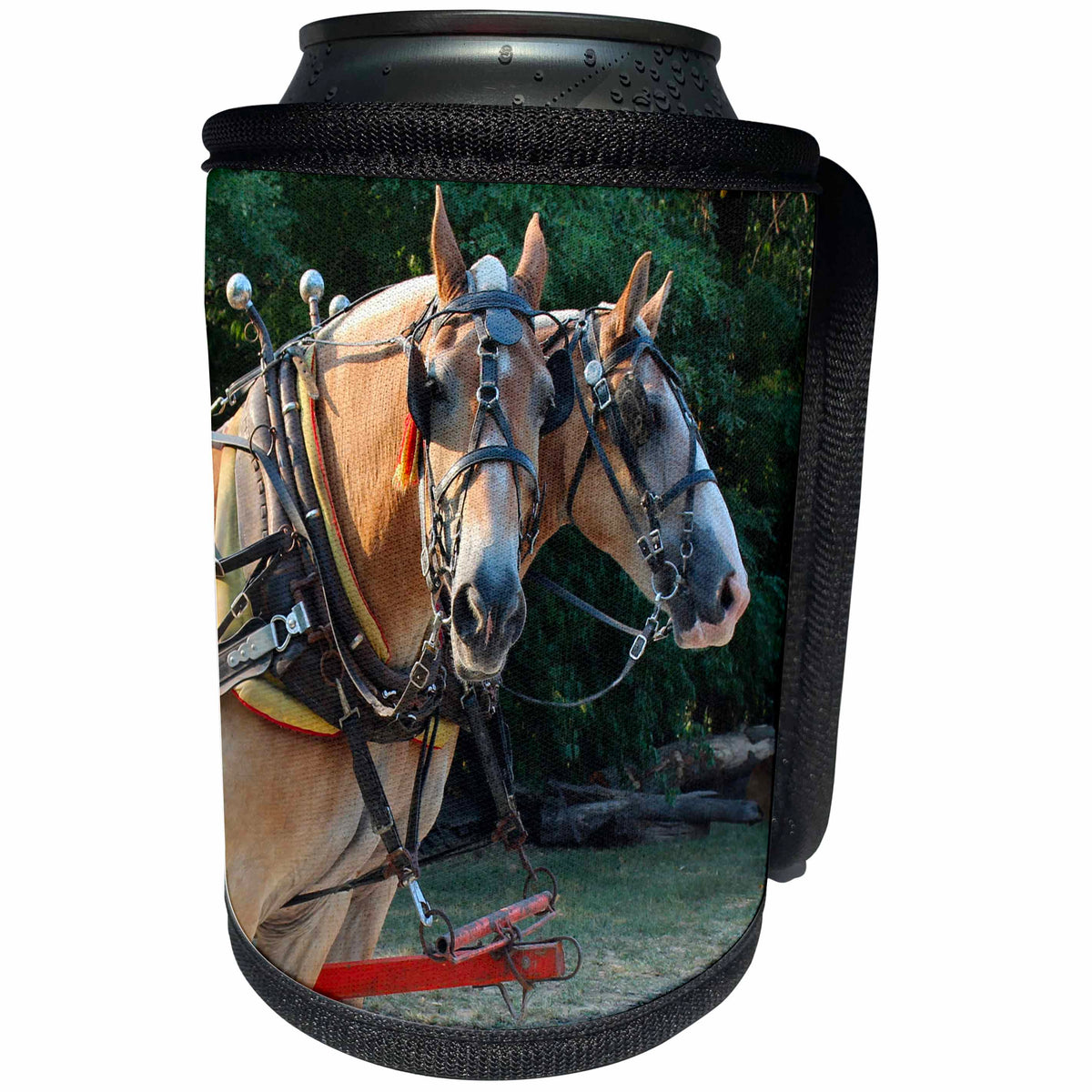 3dRose Cassie Peters Horses - Draft Horse Pair - Can Cooler Bottle Wrap (cc_291747)
