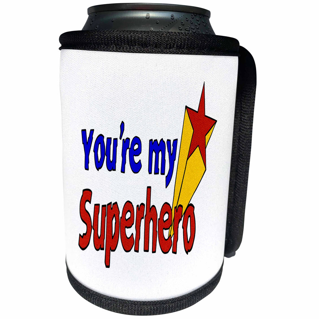 3dRose AmansMall Funny Quotes - You Are My Superhero, Funny Typography, 3drsmm - Can Cooler Bottle Wrap (cc_291772)