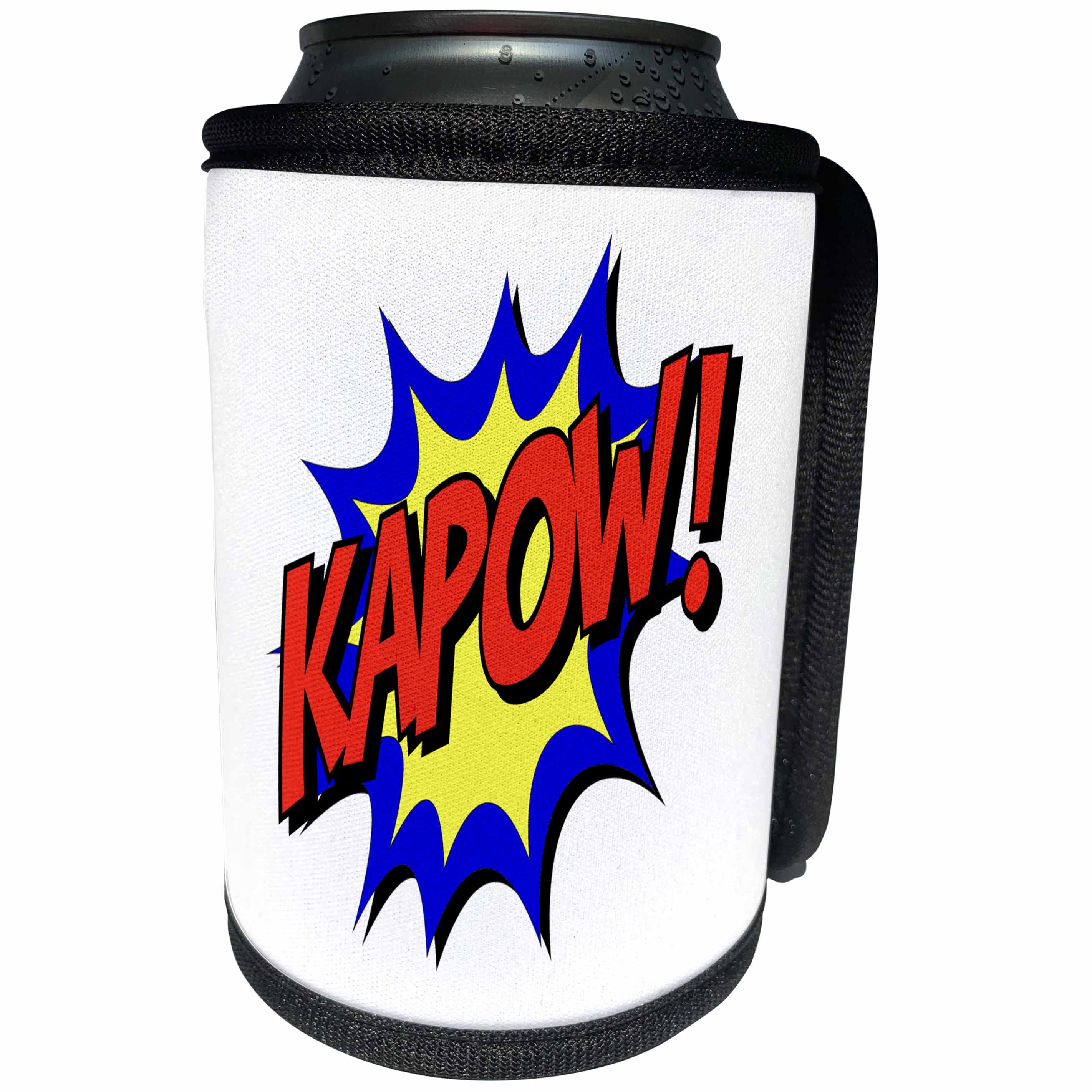 3dRose AmansMall Funny Quotes - Kapow Superhero Fighting Punch Comic Strip Word 3drsmm - Can Cooler Bottle Wrap (cc_291773)