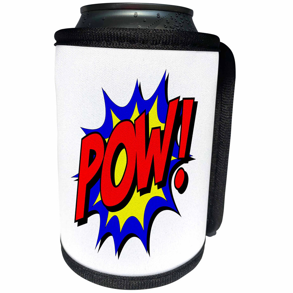 3dRose AmansMall Funny Quotes - Pow Superhero Fighting Punch Comic Strip Expression, 3drsmm - Can Cooler Bottle Wrap (cc_291774)