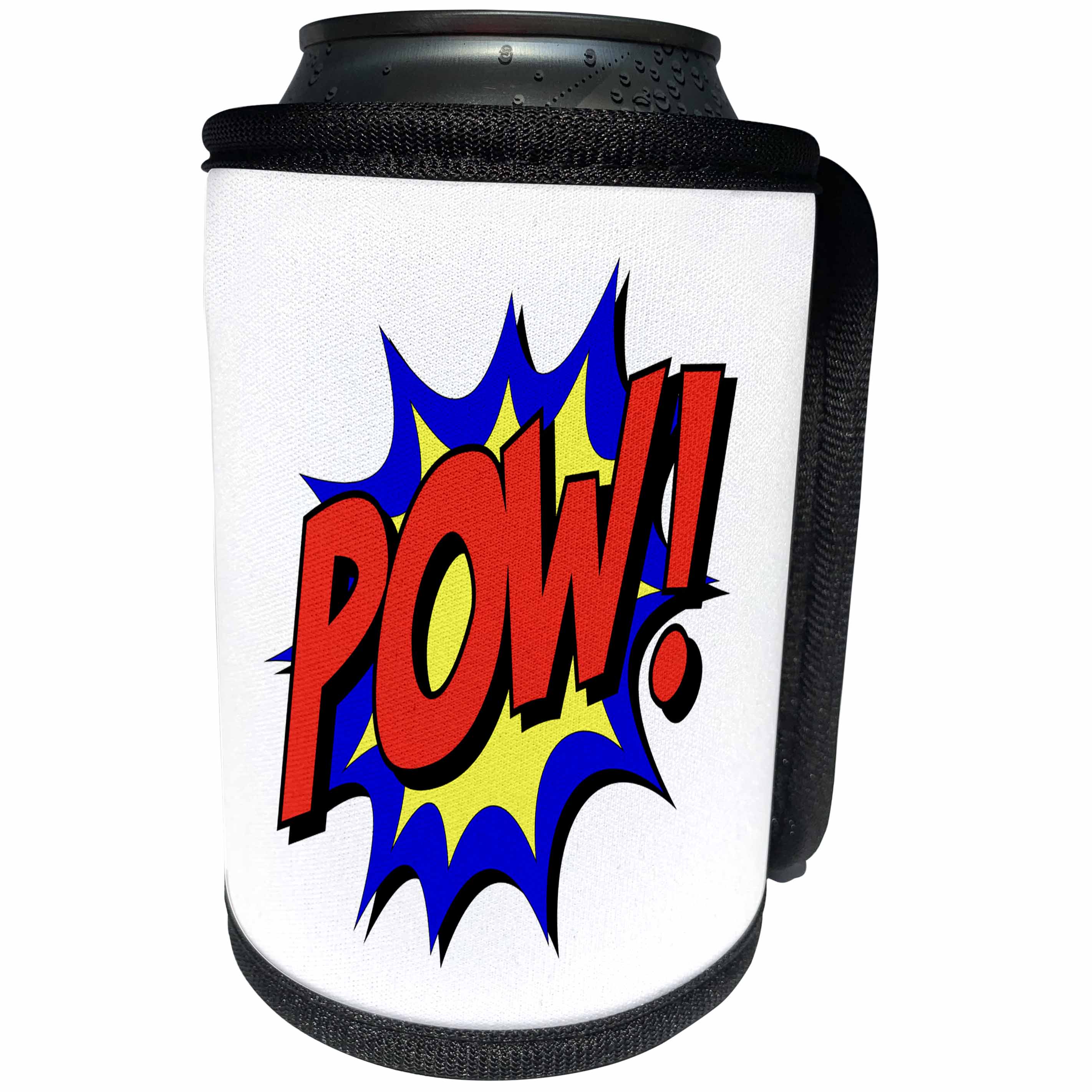 3dRose AmansMall Funny Quotes - Pow Superhero Fighting Punch Comic Strip Expression, 3drsmm - Can Cooler Bottle Wrap (cc_291774)