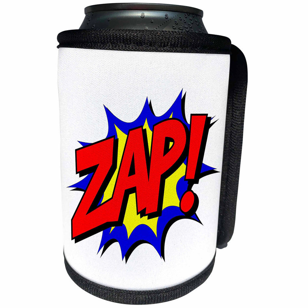 3dRose AmansMall Funny Quotes - Zap Superhero, Lighting Fast Energy, Comical Word, 3drsmm - Can Cooler Bottle Wrap (cc_291775)