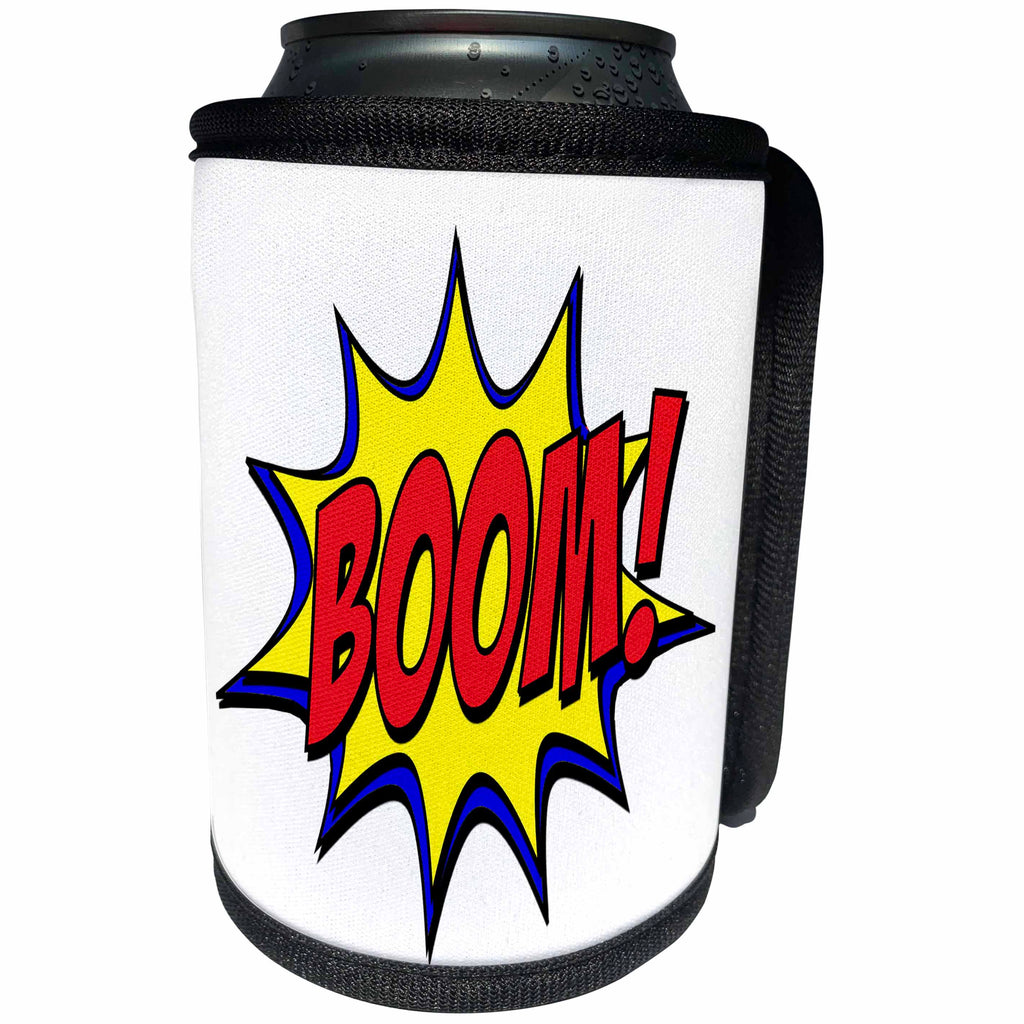 3dRose AmansMall Funny Quotes - Boom, Big Fight, Superhero Comic Strip Words, 3drsmm - Can Cooler Bottle Wrap (cc_291776)
