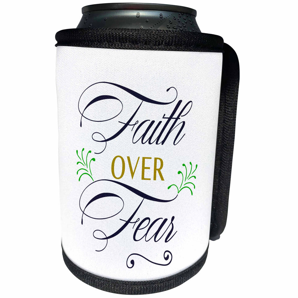 3dRose AMansMall Inspirational Typography - Faith Over Fear Religionist Quote, Typography, 3drsmm - Can Cooler Bottle Wrap (cc_291789)