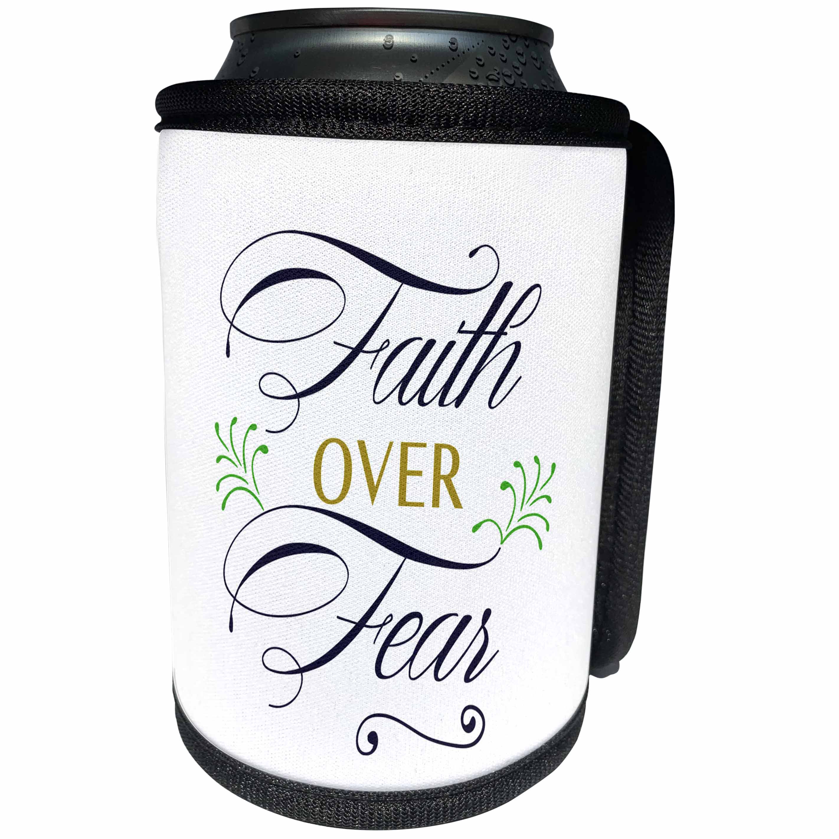 3dRose AMansMall Inspirational Typography - Faith Over Fear Religionist Quote, Typography, 3drsmm - Can Cooler Bottle Wrap (cc_291789)