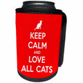 3dRose AMansMall Animal Typography - Keep Calm and Love All Cats, Cat Lover Typography, 3drsmm - Can Cooler Bottle Wrap (cc_291796)
