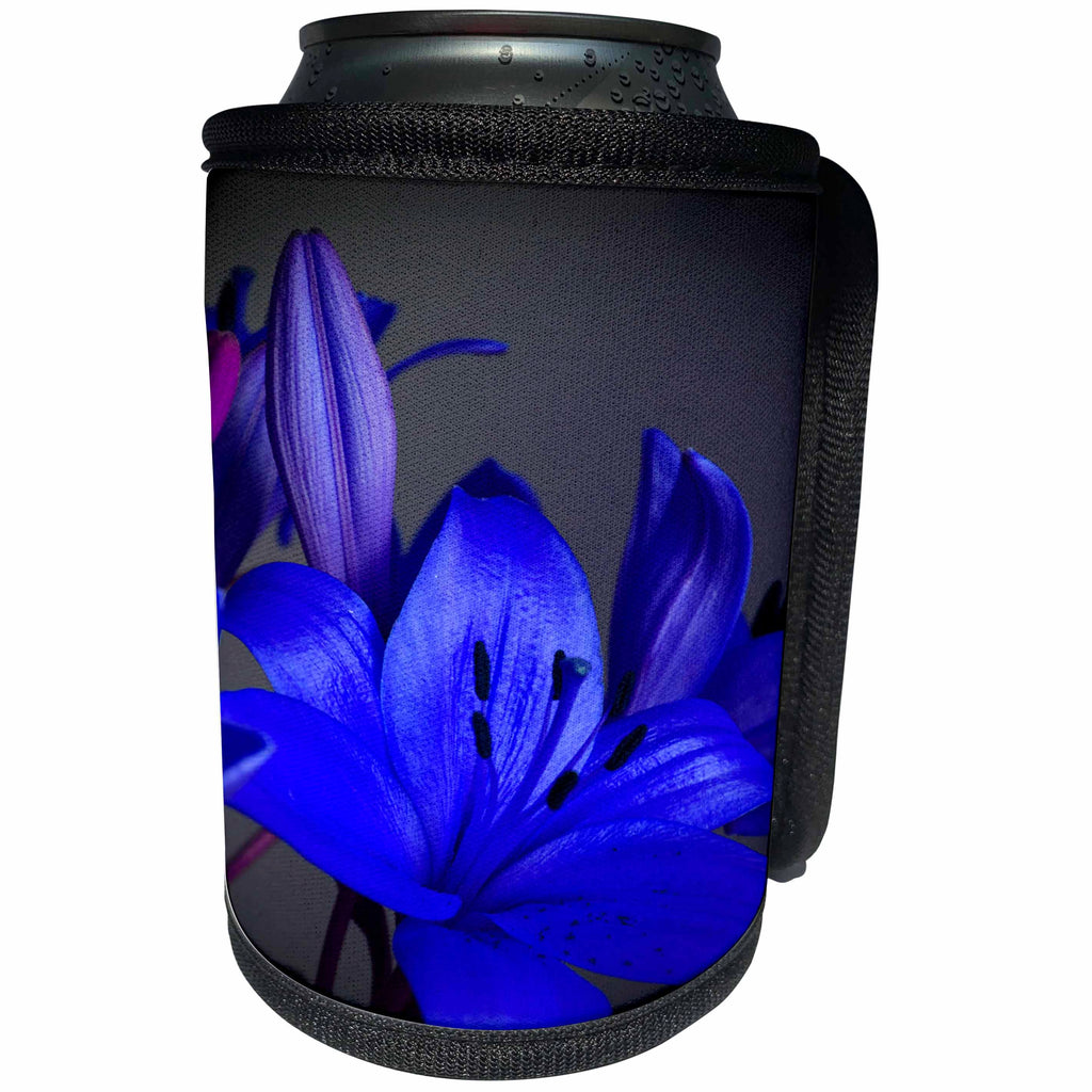 3dRose Yves Creations Lilies Prints - Gorgeous Blue Lily - Can Cooler Bottle Wrap (cc_29181)