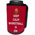 3dRose AmansMall Sports and Typography - Keep Calm Basketball Is On, Cardinal Red Background, 3drsmm - Can Cooler Bottle Wrap (cc_291812)