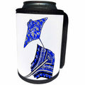 3dRose MacDonald Creative Studios – Tribal Animals - Polynesian tribal artwork of two stingrays or manta rays in blue. - Can Cooler Bottle Wrap (cc_291817)