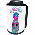3dRose MacDonald Creative Studios - Hawaii - Aloha Hawaiian design with a cool tropical pineapple in sunglasses. - Can Cooler Bottle Wrap (cc_291826)