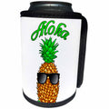 3dRose MacDonald Creative Studios - Hawaii - Aloha Hawaiian design with a fun tropical pineapple in sunglasses. - Can Cooler Bottle Wrap (cc_291833)