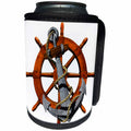 3dRose MacDonald Creative Studios – Nautical - A classic nautical ship anchor and helm for any boater or sailor. - Can Cooler Bottle Wrap (cc_291835)