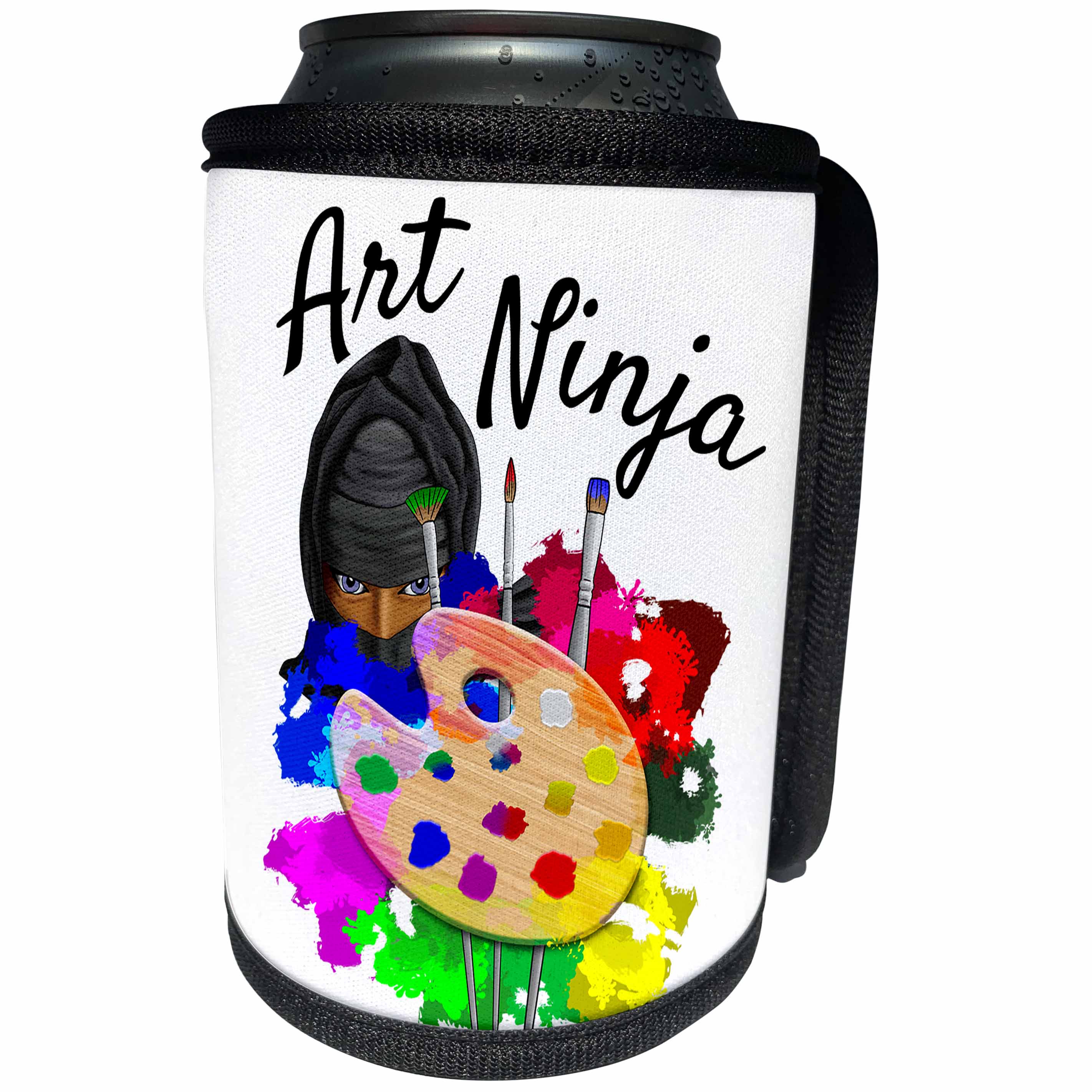 3dRose MacDonald Creative Studios – Artist - A funny art ninja and art palette for any artist or painter. - Can Cooler Bottle Wrap (cc_291840)
