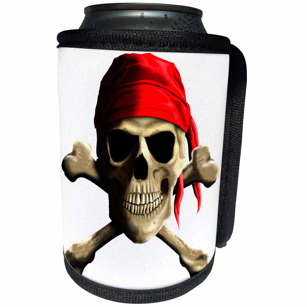 3dRose MacDonald Creative Studios – Nautical - Jolly Roger pirate skull and crossbones. - Can Cooler Bottle Wrap (cc_291847)