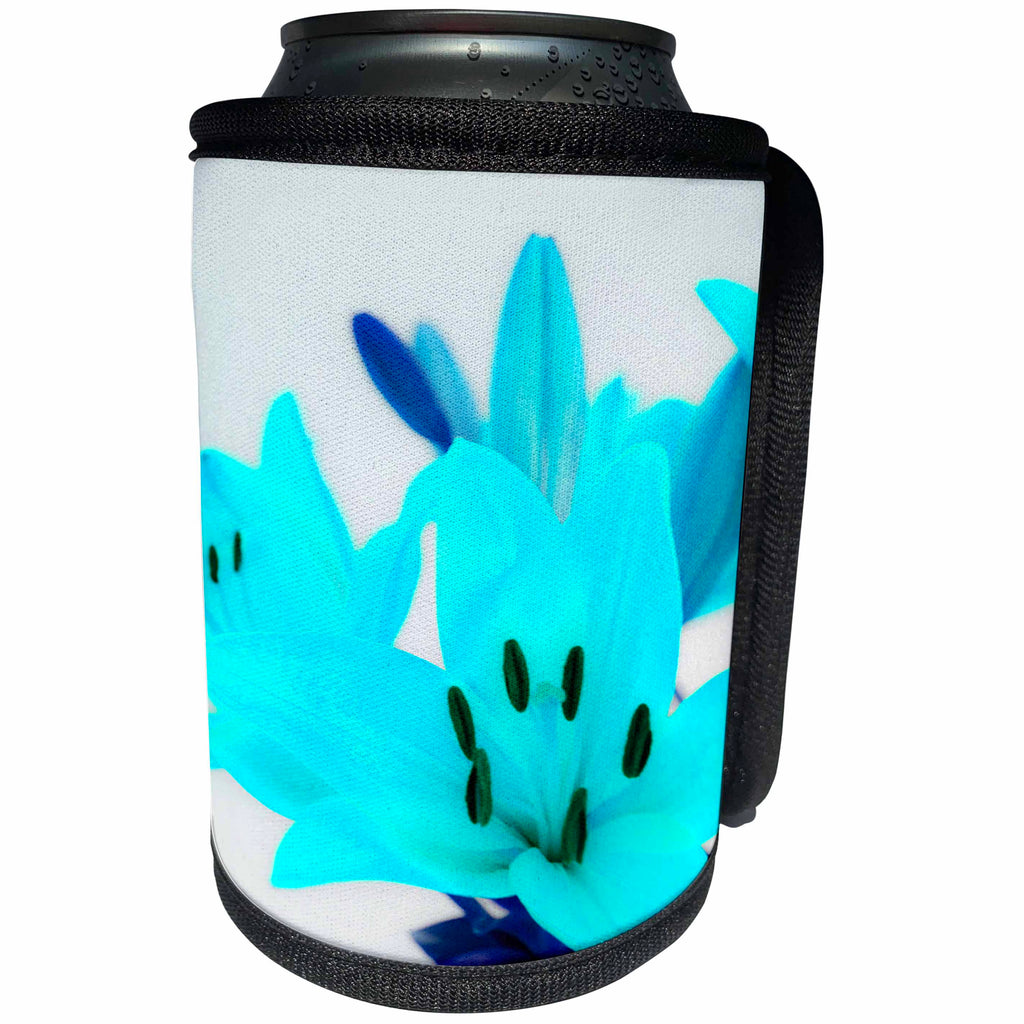 3dRose Yves Creations Lilies Prints - Gorgeous Turqoise Lily - Can Cooler Bottle Wrap (cc_29185)