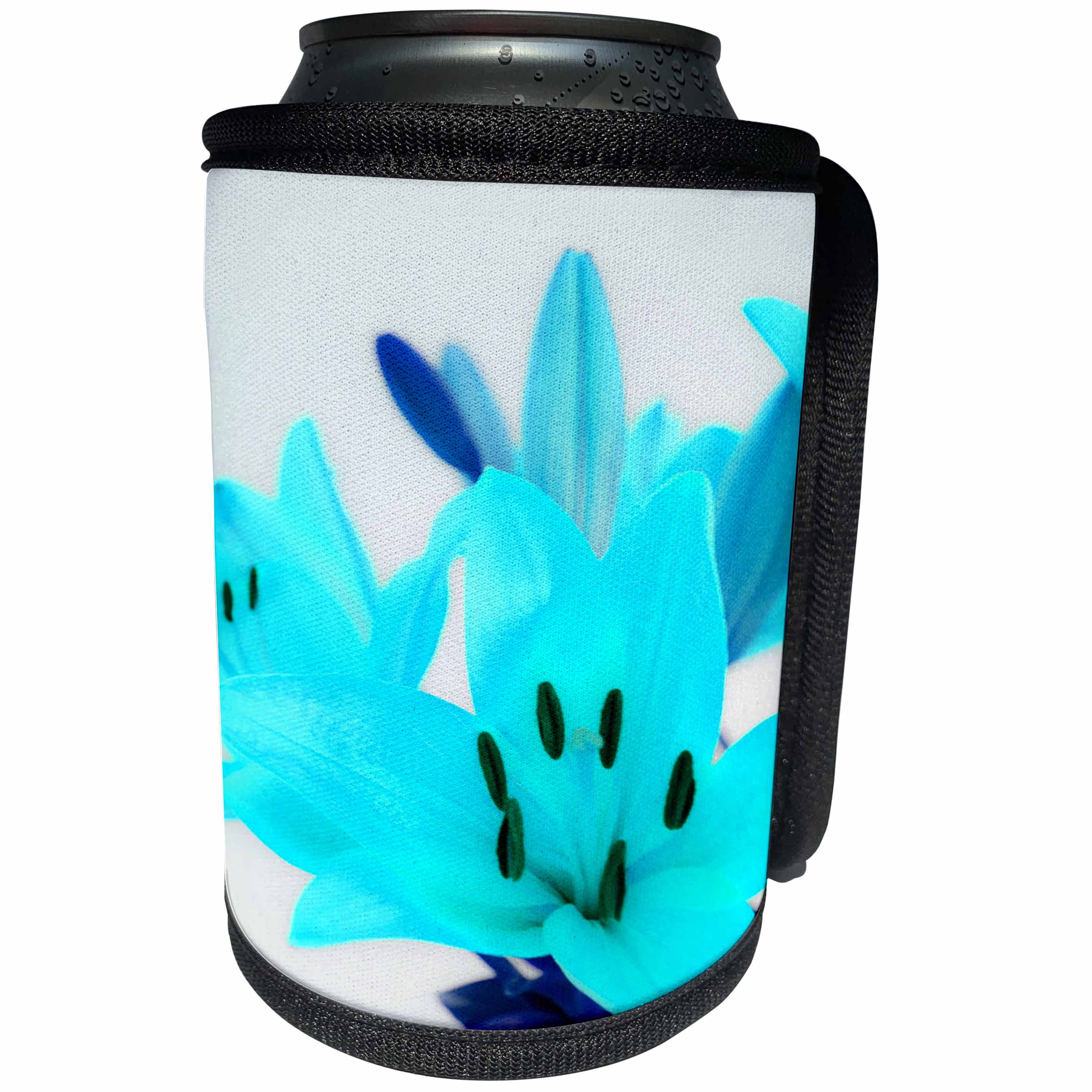 3dRose Yves Creations Lilies Prints - Gorgeous Turqoise Lily - Can Cooler Bottle Wrap (cc_29185)