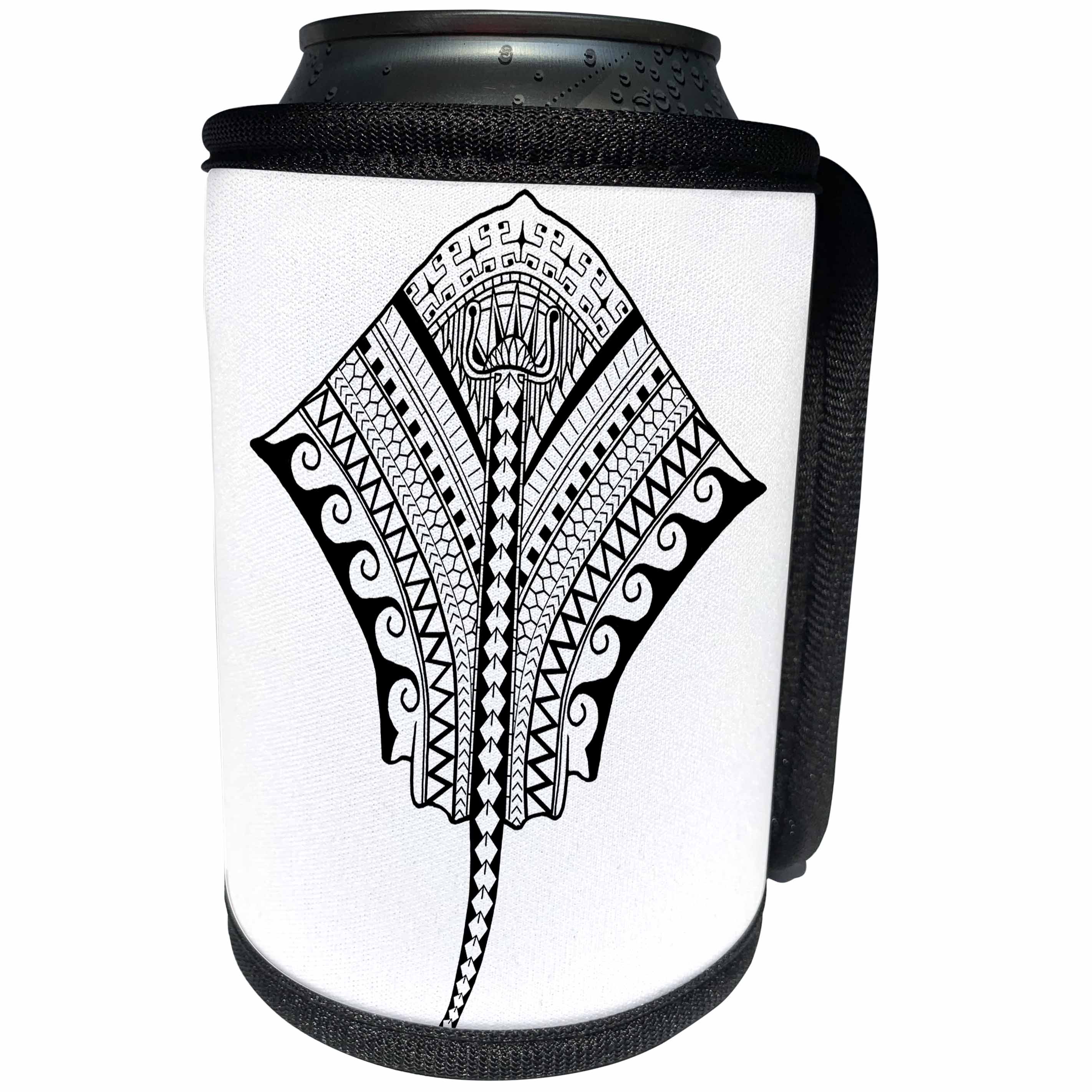 3dRose MacDonald Creative Studios – Tribal Animals - Polynesian Hawaiian tribal artwork of a stingray or manta ray. - Can Cooler Bottle Wrap (cc_291852)