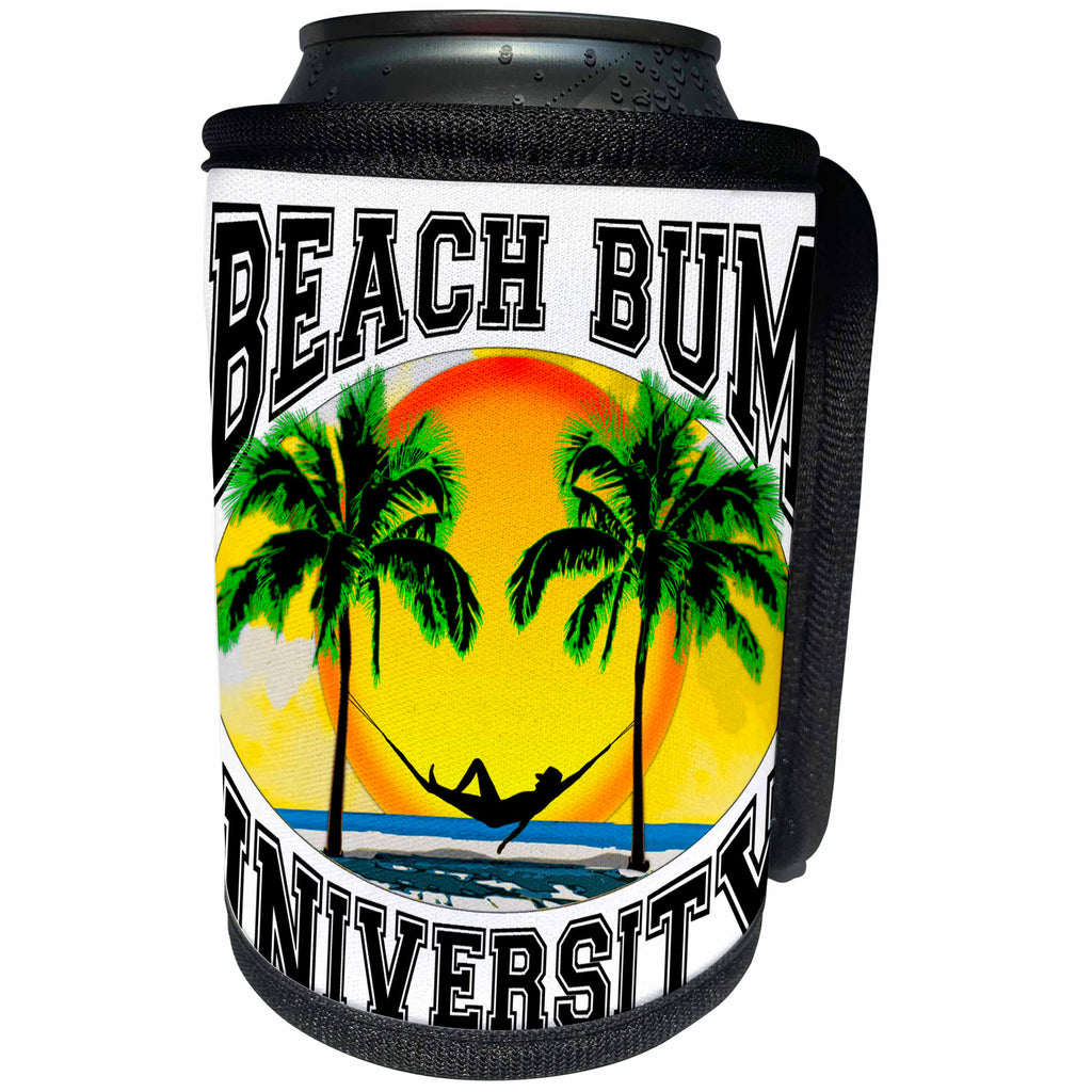 3dRose MacDonald Creative Studios – Beach - A fun Beach Bum University for anyone who loves relaxing on the beach. - Can Cooler Bottle Wrap (cc_291853)