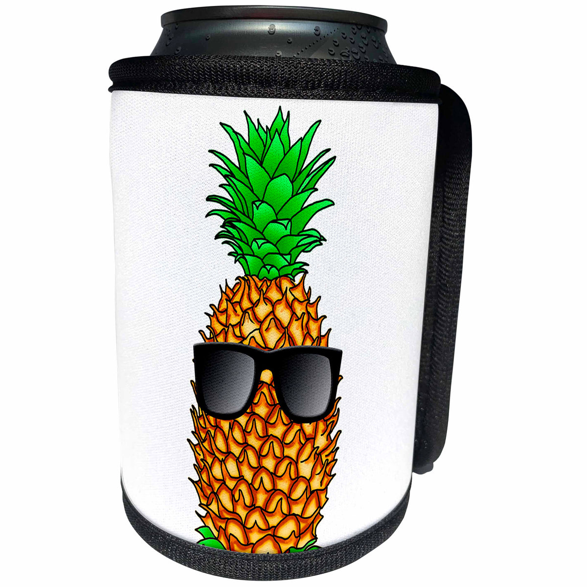 3dRose MacDonald Creative Studios – Pineapple - A funny cool tropical pineapple with sunglasses ready for the beach - Can Cooler Bottle Wrap (cc_291867)