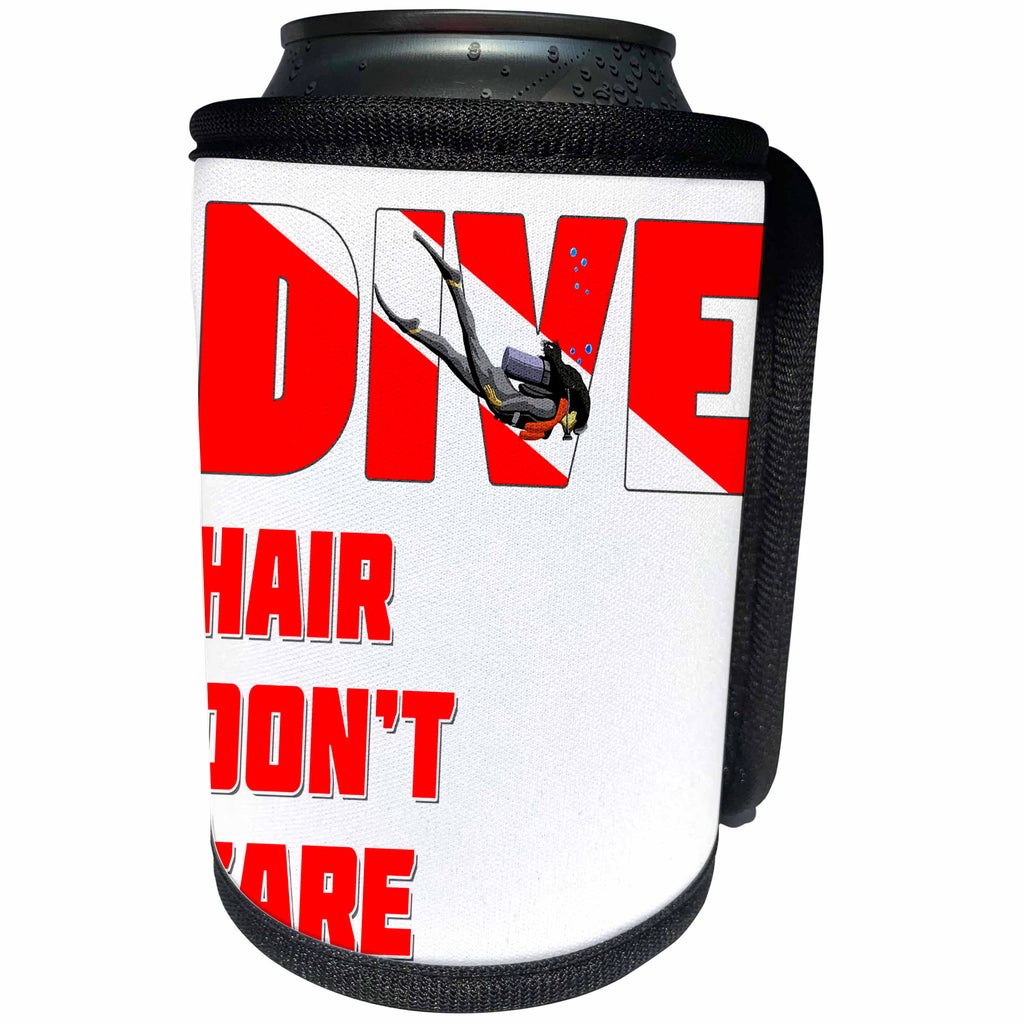 3dRose Dive Hair Dont Care funny diving graphic for any Scuba... - Can Cooler Bottle Wrap (cc_291871)