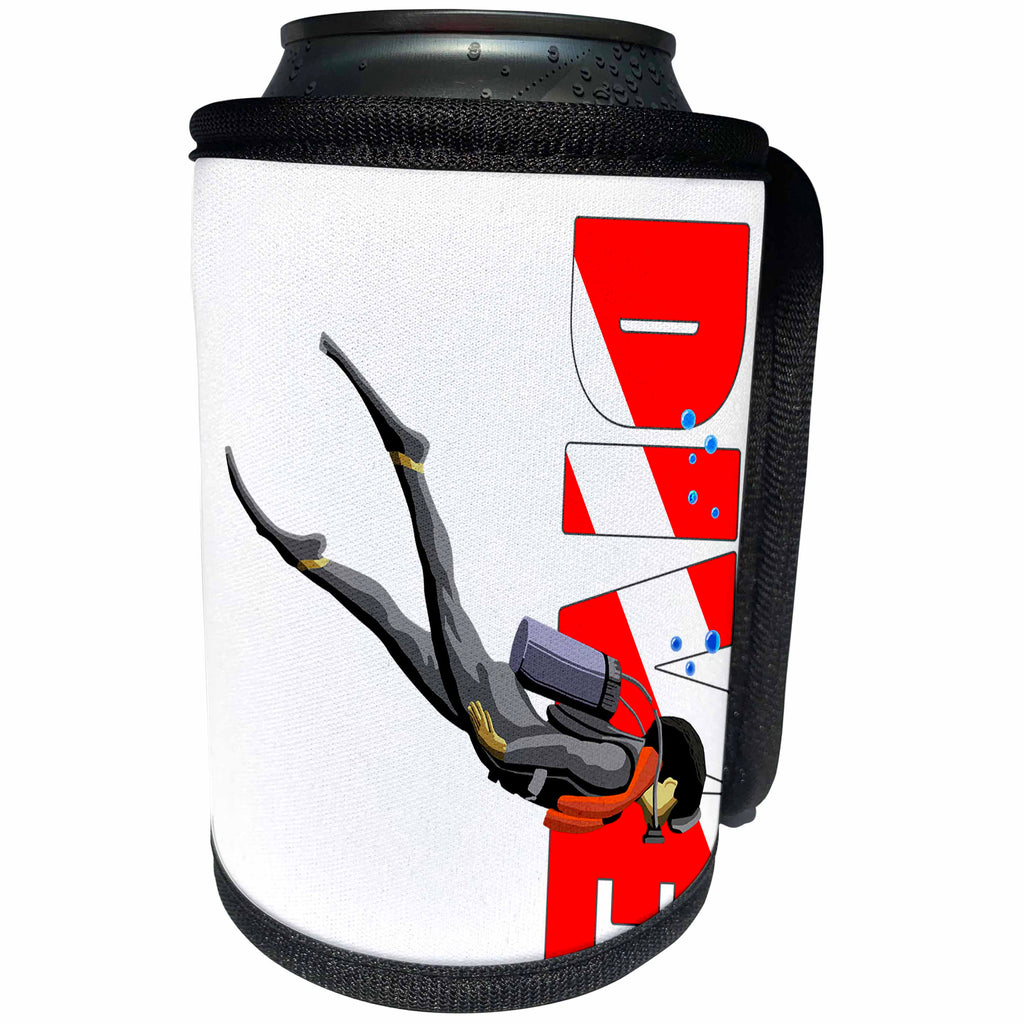 3dRose MacDonald Creative Studios – Scuba - SCUBA diving graphic for anyone who loves to scuba dive or snorkel. - Can Cooler Bottle Wrap (cc_291872)