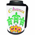 3dRose MacDonald Creative Studios – Hawaii - Ohana Hawaiian honu sea turtles island design with tropical flowers. - Can Cooler Bottle Wrap (cc_291875)