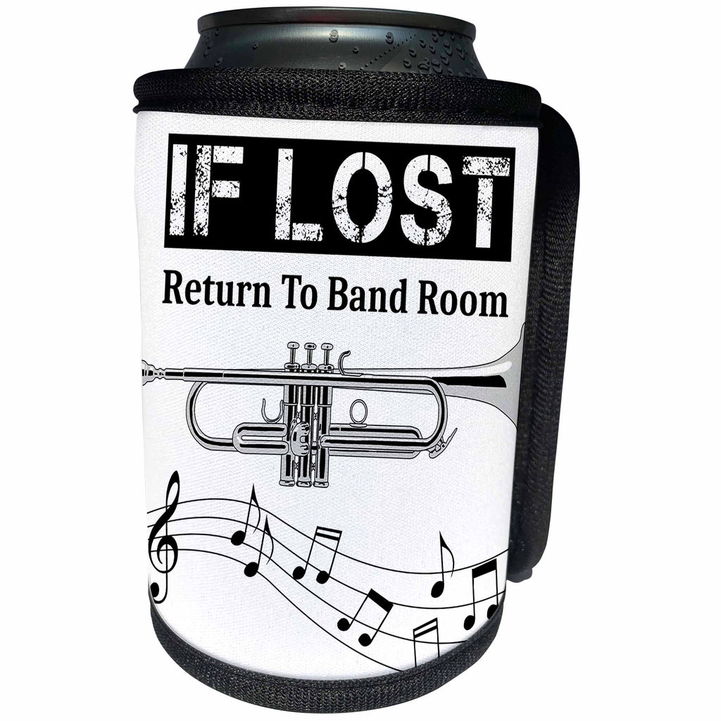 3dRose MacDonald Creative Studios – Musician - If Lost Return To Band Room funny trumpet player and musician design. - Can Cooler Bottle Wrap (cc_291877)