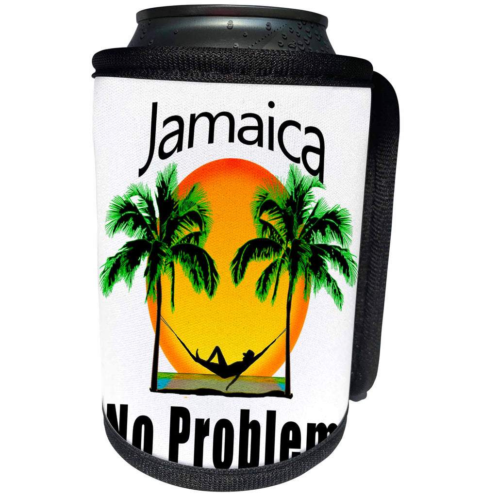 3dRose MacDonald Creative Studios – Jamaica - Tropical Jamaica No Problem Caribbean island beach design. - Can Cooler Bottle Wrap (cc_291878)