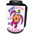 3dRose MacDonald Creative Studios – Islands - Just Another Day In Paradise beach design with tropical turtle. - Can Cooler Bottle Wrap (cc_291881)