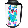 3dRose MacDonald Creative Studios – Beach - Lifes Better In Flip Flops bright coastal design for any beach lover. - Can Cooler Bottle Wrap (cc_291885)