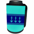 3dRose MacDonald Creative Studios – Nautical - A bright coastal nautical design of 3 ship anchors in coastal colors. - Can Cooler Bottle Wrap (cc_291886)