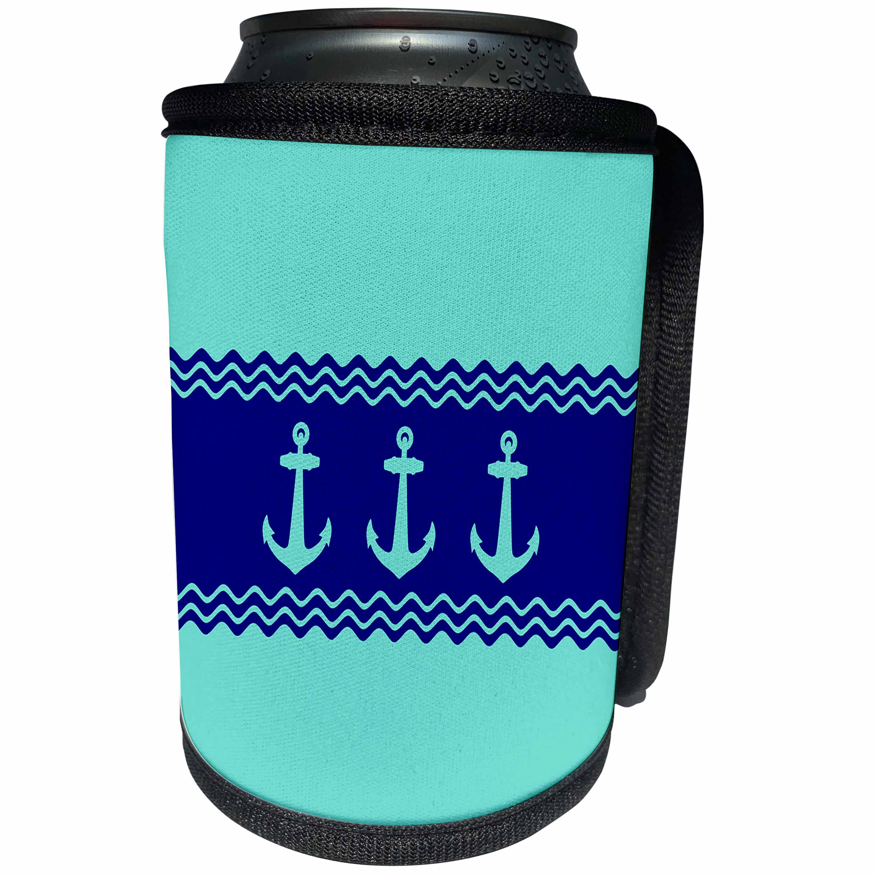 3dRose MacDonald Creative Studios – Nautical - A bright coastal nautical design of 3 ship anchors in coastal colors. - Can Cooler Bottle Wrap (cc_291886)