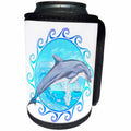 3dRose MacDonald Creative Studios – Marine Animals - A bottlenose dolphin jumping out of the water in a Maori Sun symbol. - Can Cooler Bottle Wrap (cc_291893)