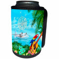3dRose MacDonald Creative Studios – Islands - Trop rock island music design with a sea plane. - Can Cooler Bottle Wrap (cc_291896)