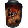 3dRose MacDonald Creative Studios – Nautical - Pirate skull and crossed swords over a nautical pirate map. - Can Cooler Bottle Wrap (cc_291908)