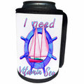 3dRose MacDonald Creative Studios – Nautical - Fun coastal I Need Vitamin Sea nautical beach quote with sailboat. - Can Cooler Bottle Wrap (cc_291915)