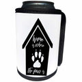 3dRose Becky Nimoy Stationery – Animals - Home is where the paw is inside a dog house silhouette with paw print - Can Cooler Bottle Wrap (cc_291917)