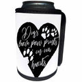 3dRose Becky Nimoy Stationery – Animals - Dogs leave paw prints on our hearts inside a heart with dog paw prints - Can Cooler Bottle Wrap (cc_291918)