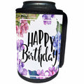 3dRose Uta Naumann Sayings and Typography - Watercolor Flower Hydrangea Illustration Typography - Happy Birthday - Can Cooler Bottle Wrap (cc_292170)