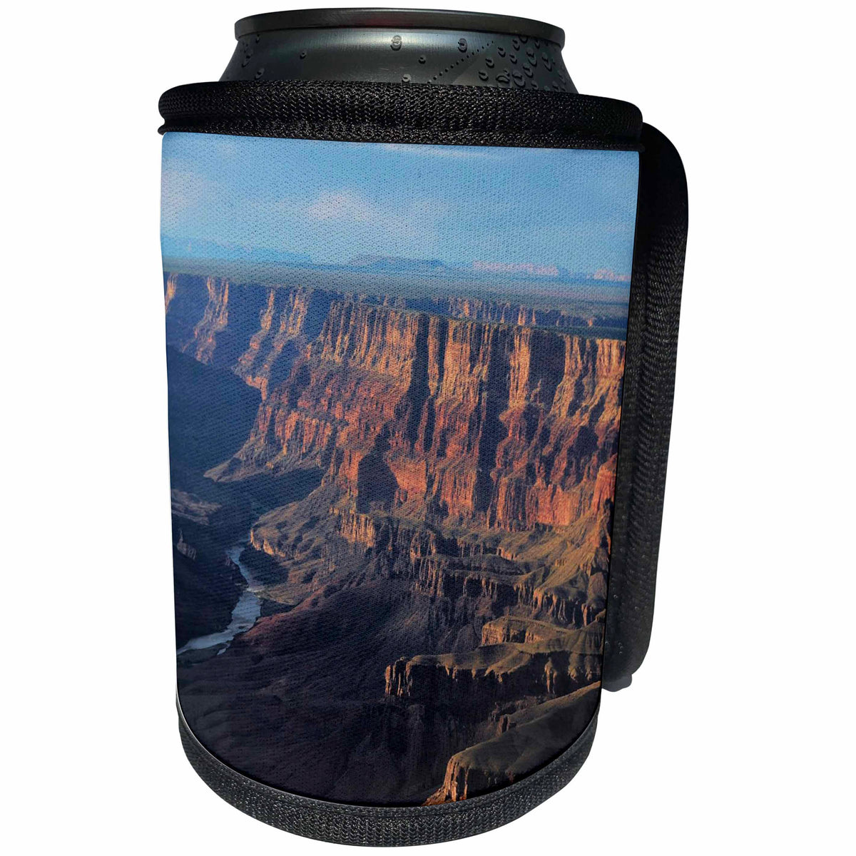 3dRose Dreamscapes by Leslie - Scenery - Sun setting over the Grand Canyon and Colorado river - Can Cooler Bottle Wrap (cc_292222)