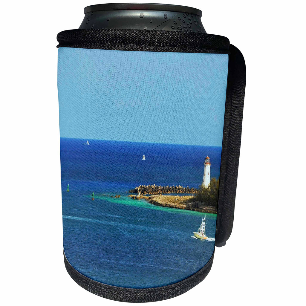 3dRose Dreamscapes by Leslie - Scenery - Lighthouse in the Bahamas - Can Cooler Bottle Wrap (cc_292238)