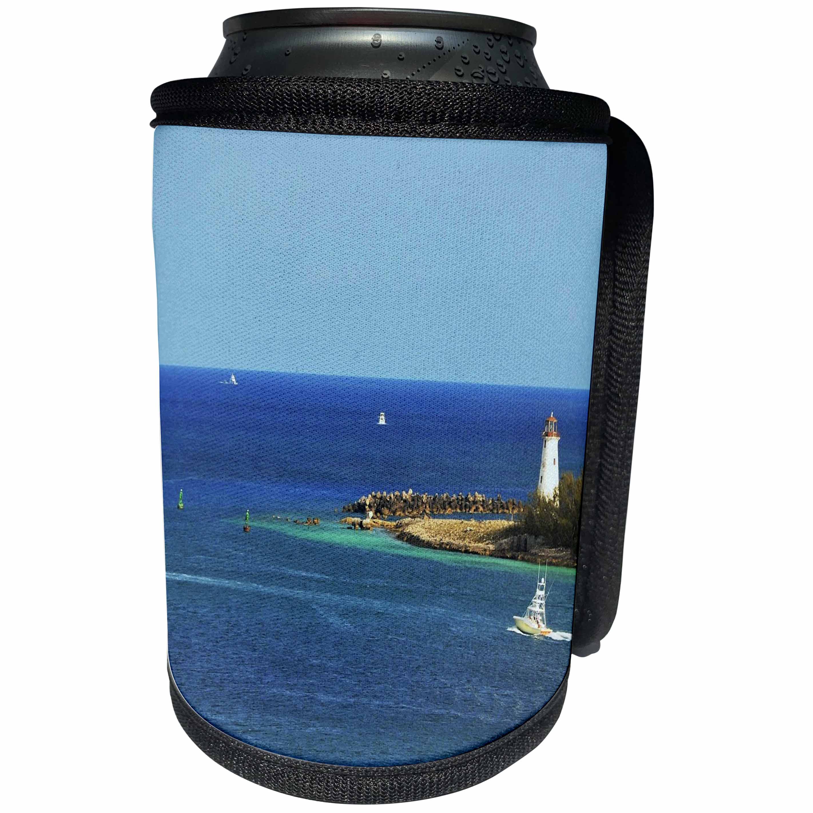 3dRose Dreamscapes by Leslie - Scenery - Lighthouse in the Bahamas - Can Cooler Bottle Wrap (cc_292238)