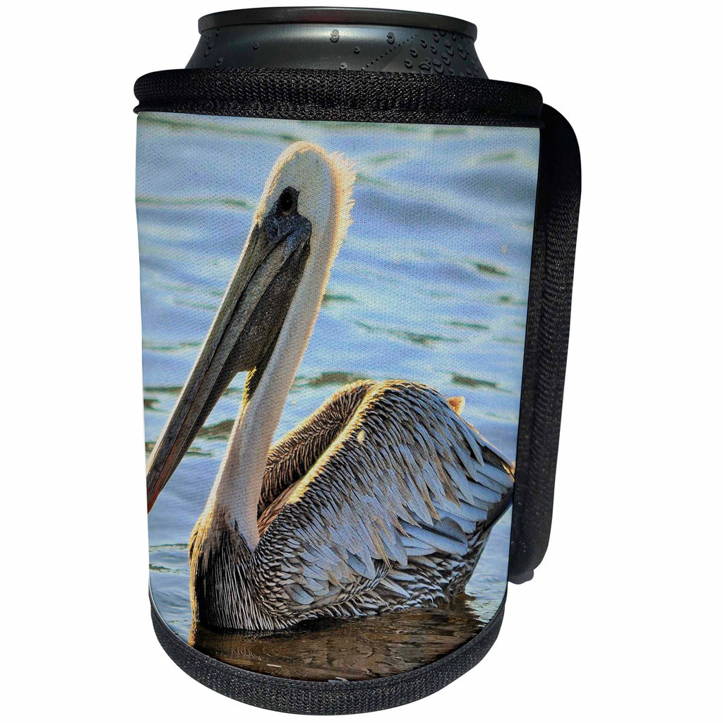 3dRose Dreamscapes by Leslie - Birds - Pelican swimming in the gulf - Can Cooler Bottle Wrap (cc_292241)