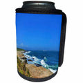 3dRose Dreamscapes by Leslie - Scenery - Beautiful rocky shore in Rhode Island with waves and sailboats - Can Cooler Bottle Wrap (cc_292258)