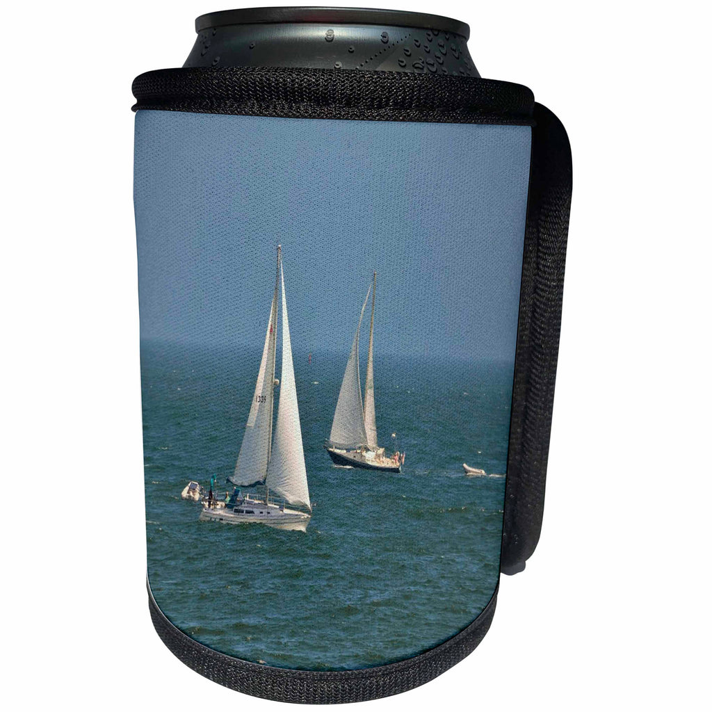 3dRose Dreamscapes by Leslie - Scenery - Sailboats sailing in the ocean - Can Cooler Bottle Wrap (cc_292259)