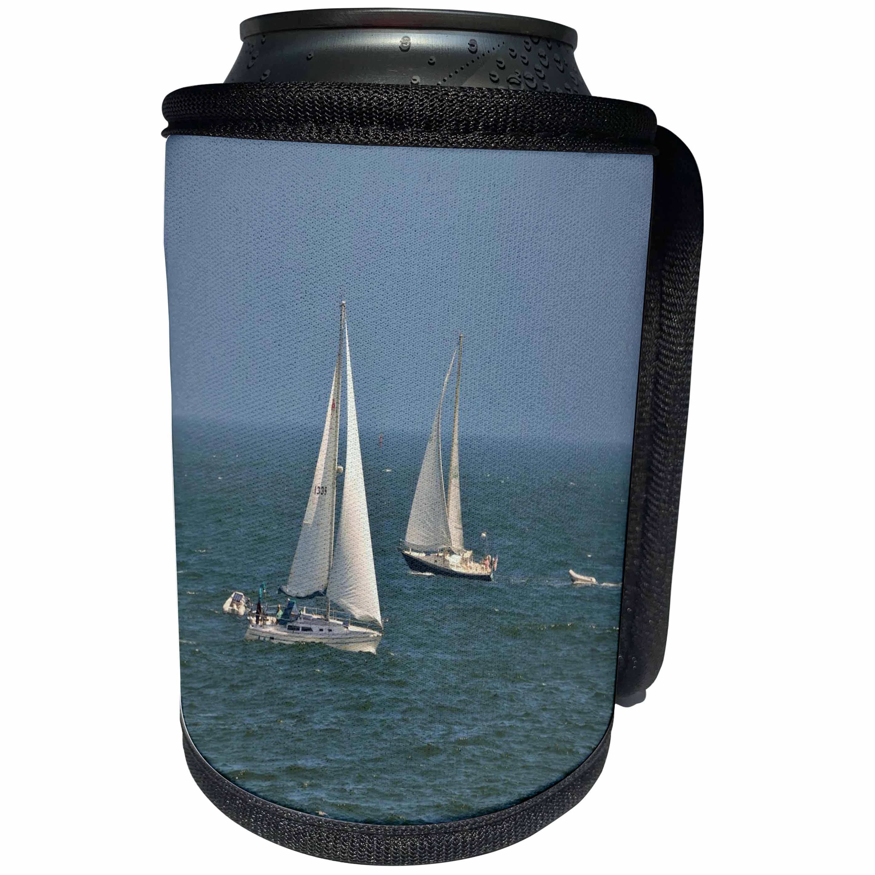 3dRose Dreamscapes by Leslie - Scenery - Sailboats sailing in the ocean - Can Cooler Bottle Wrap (cc_292259)