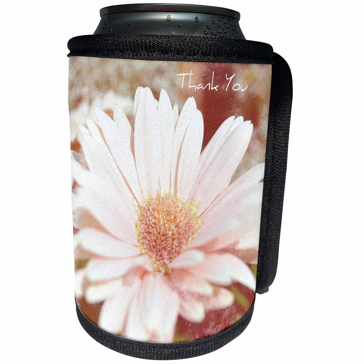 3dRose Patricia Sanders Flowers - Vintage Gerbera Daisy Thank You Floral Flowers - Can Cooler Bottle Wrap (cc_29229)
