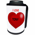 3dRose lens Art by Florene - Love Hearts With Names - Image of Tony I Love You With Giant Red Heart - Can Cooler Bottle Wrap (cc_292447)
