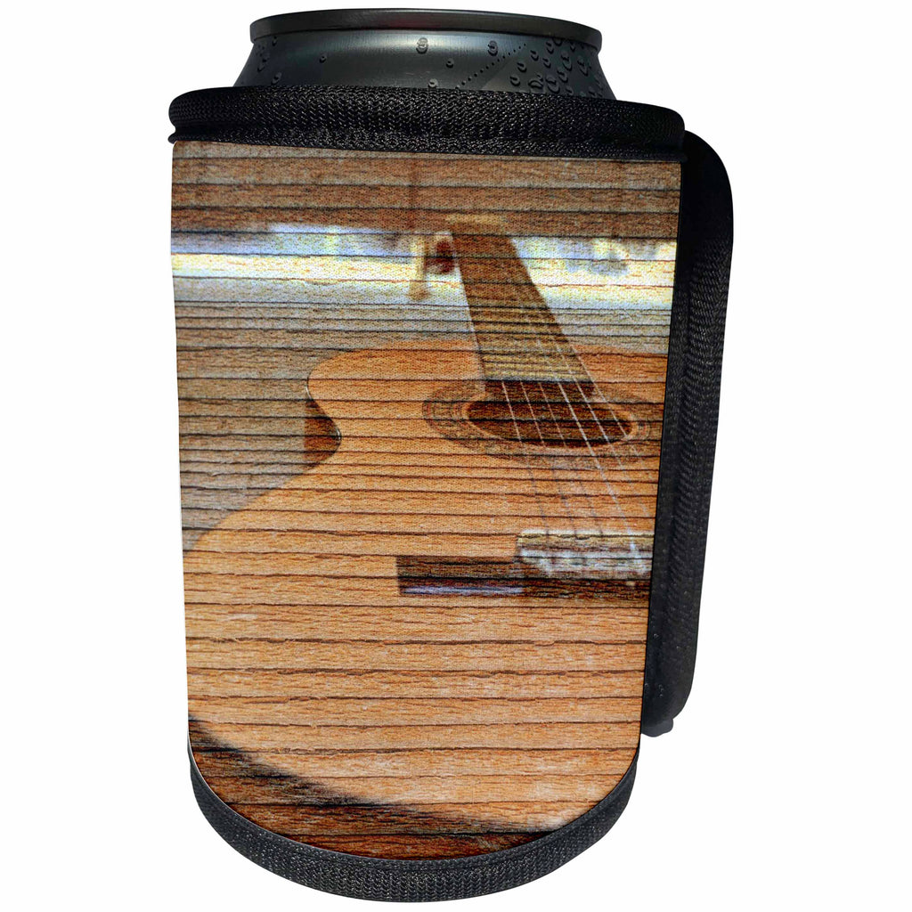 3dRose Patricia Sanders Creations - Wood Guitar Full View Music - Can Cooler Bottle Wrap (cc_29246)